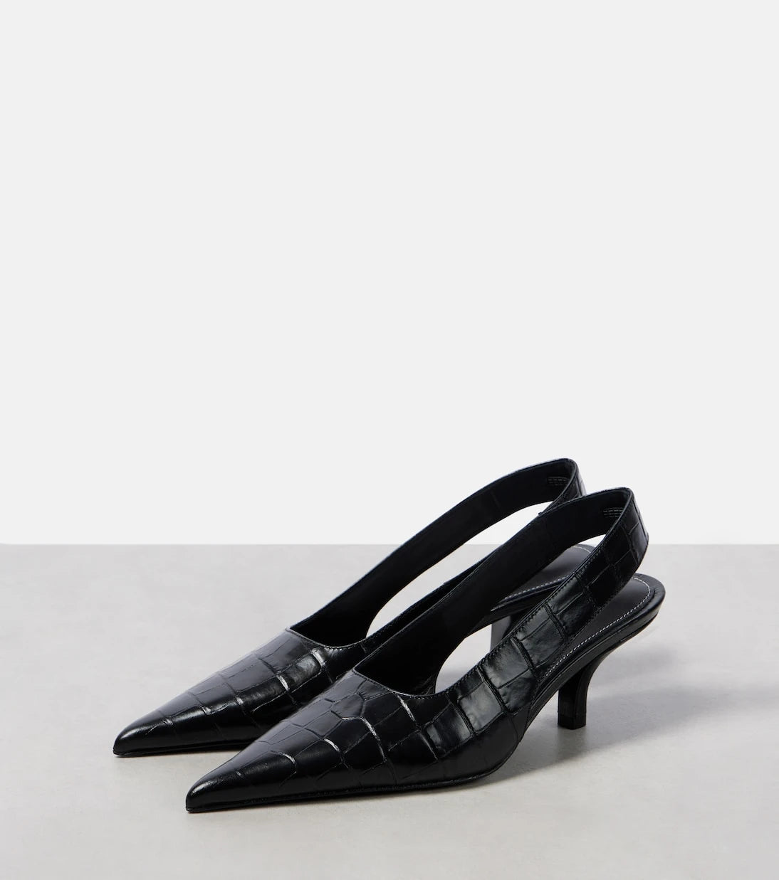 Toteme - Croc-effect leather slingback pumps