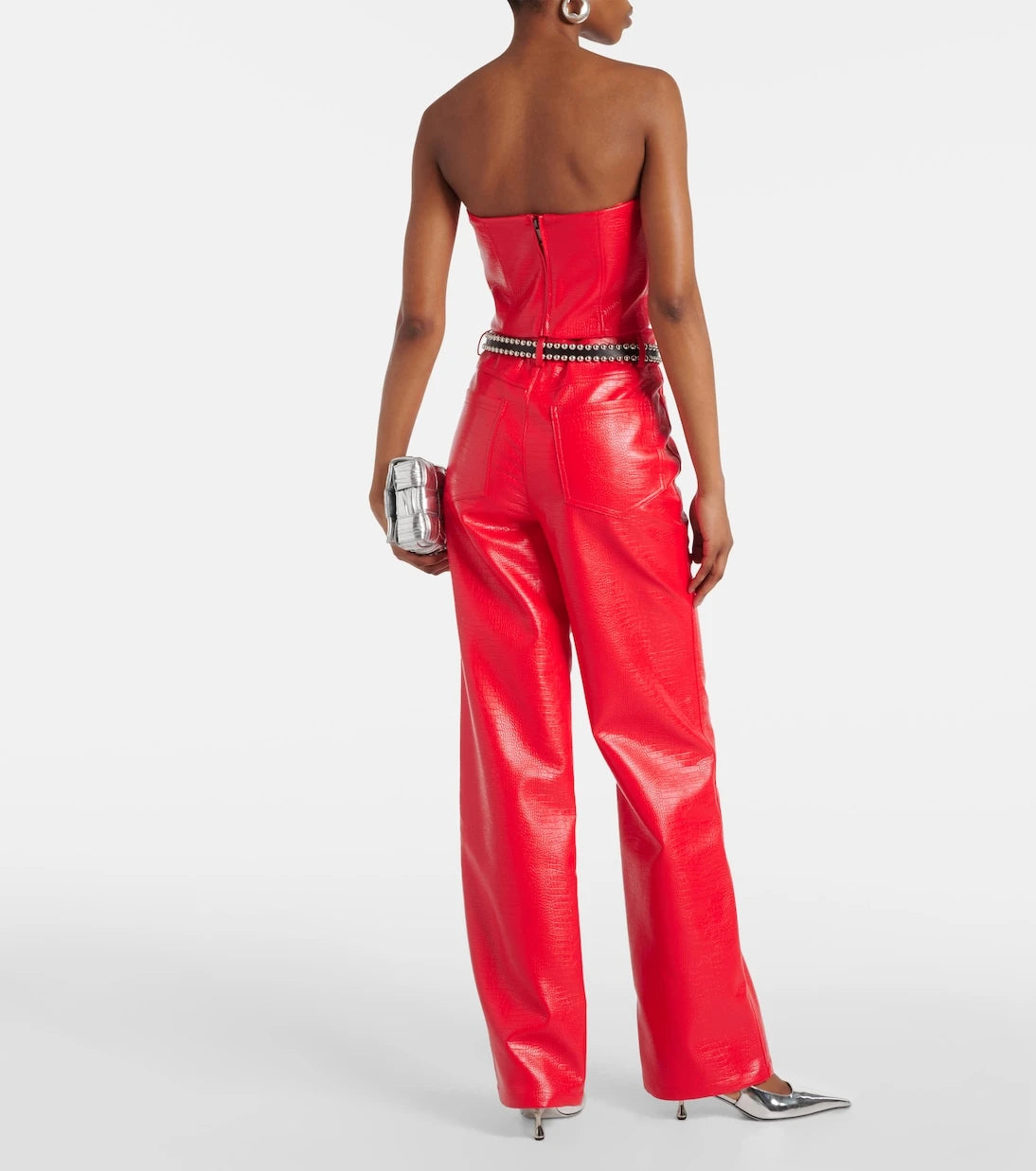 Rotate - Croc-effect faux leather crop top
