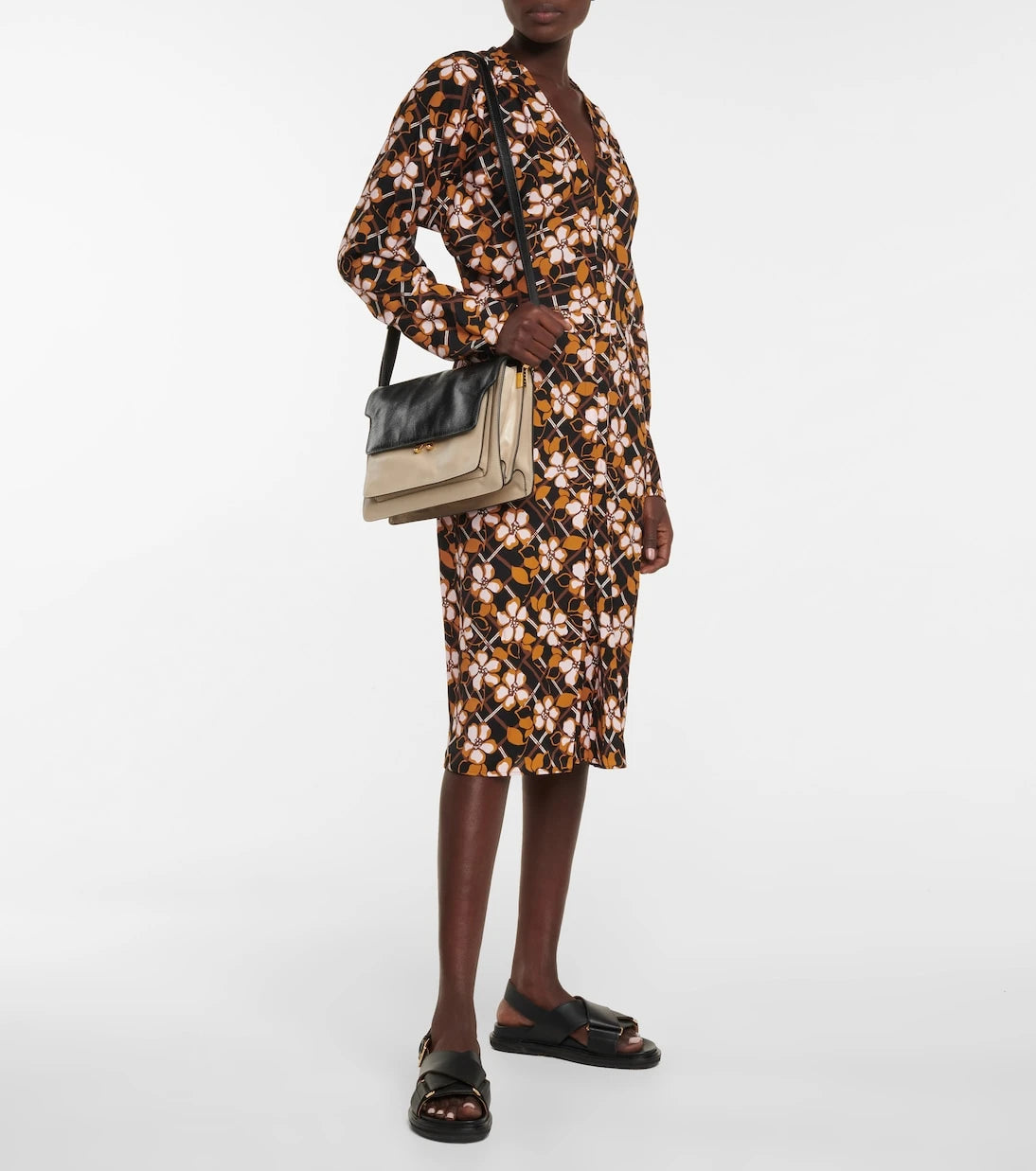 Marni - Floral-printed pleated midi dress
