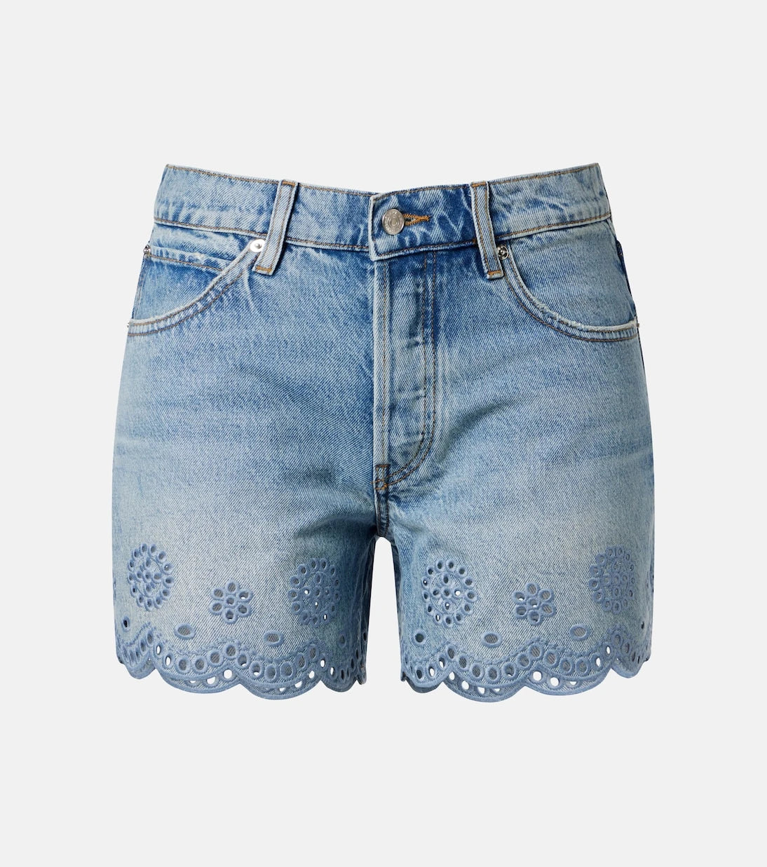 Frame - Long Hang broderie anglaise denim shorts