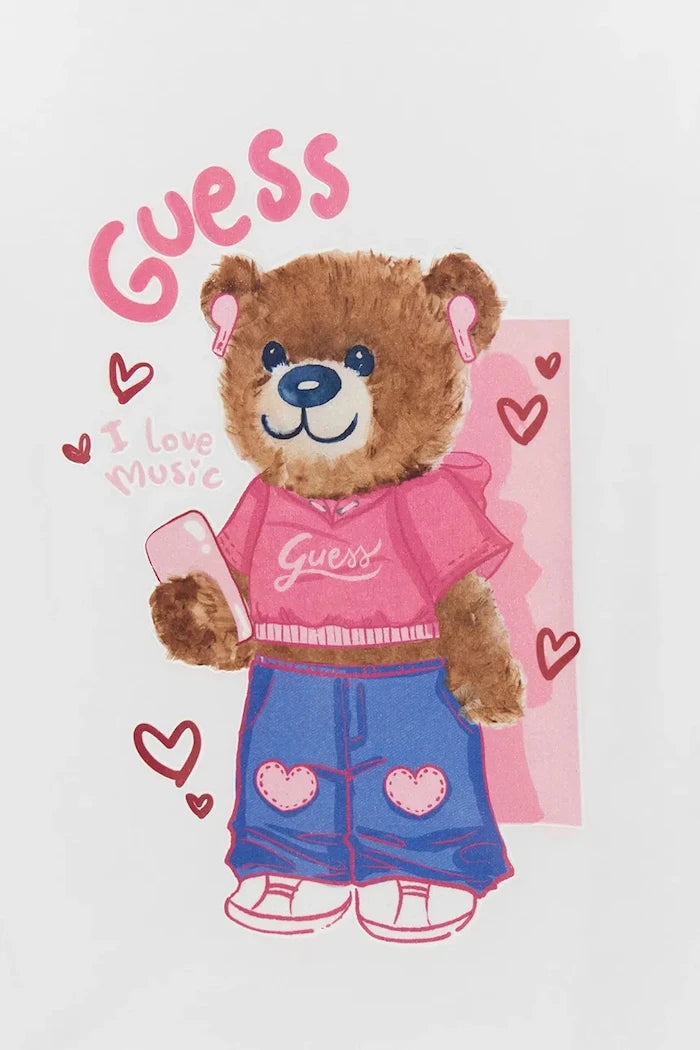 Guess çocuklar için pamuk ve elastanlı uzun kollu bluz
