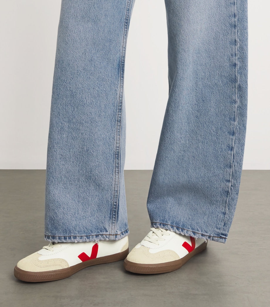 Red Leather Volley Sneakers