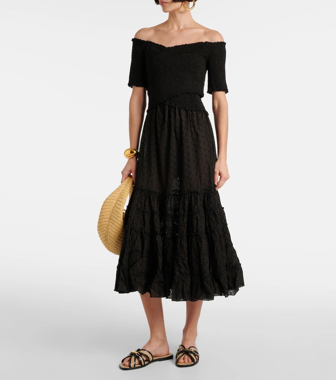 Poupette St Barth - Soledad smocked cotton midi dress