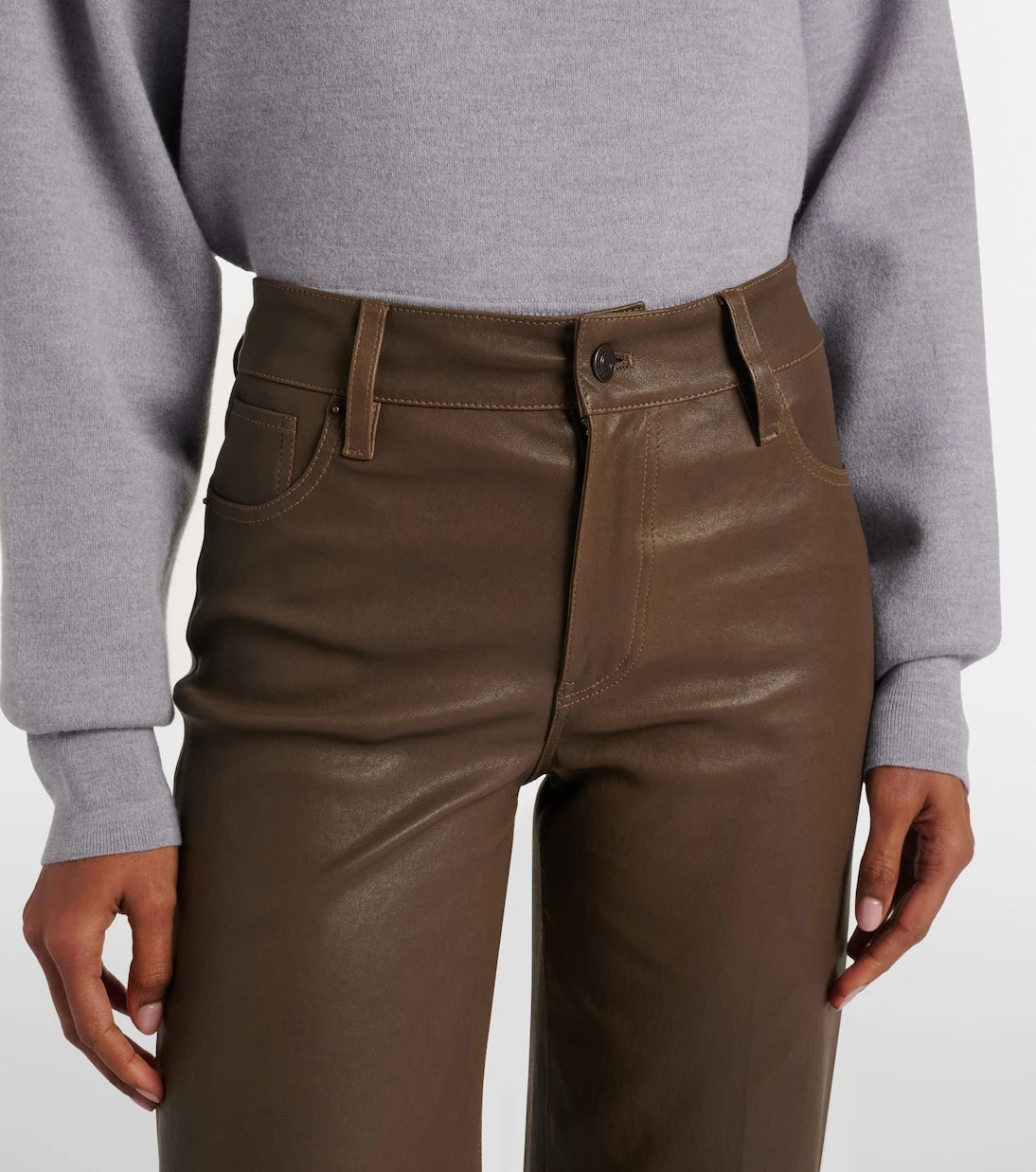 Frame - Le Slim Palazzo leather wide-leg pants