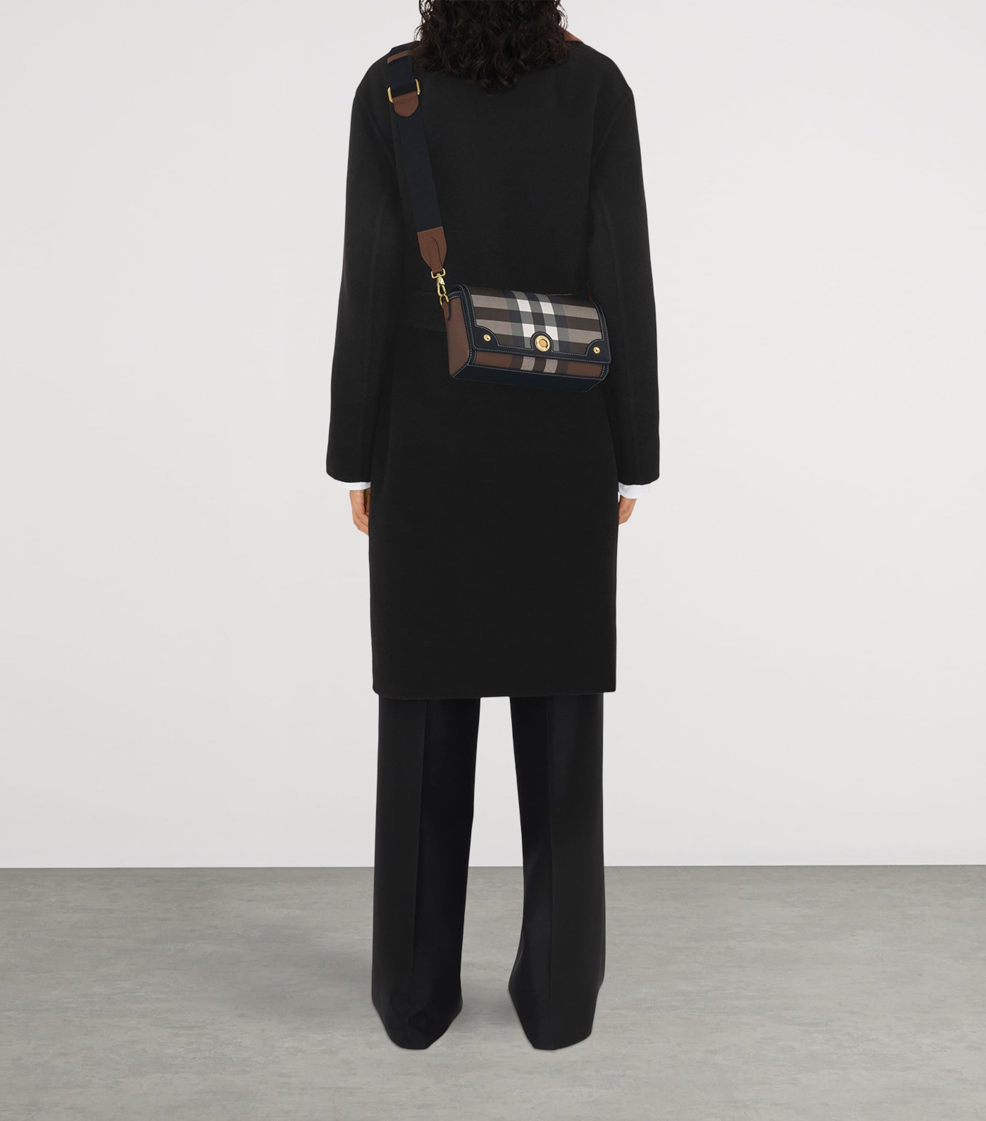 Brown Check Top-Handle Bag