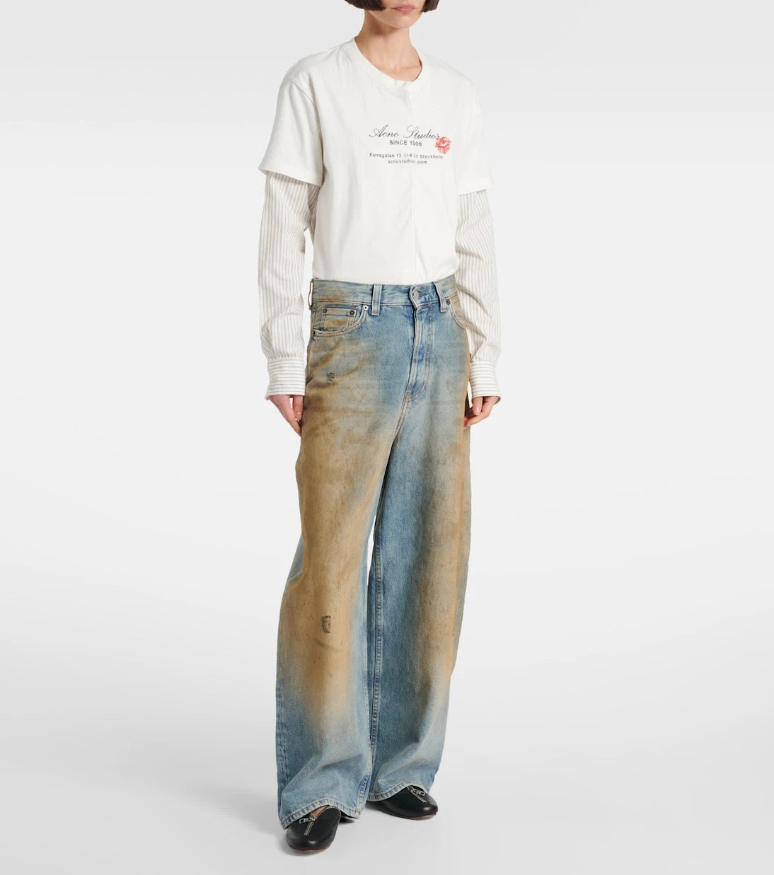 Acne Studios - Penicillin distressed mid-rise wide-leg jeans