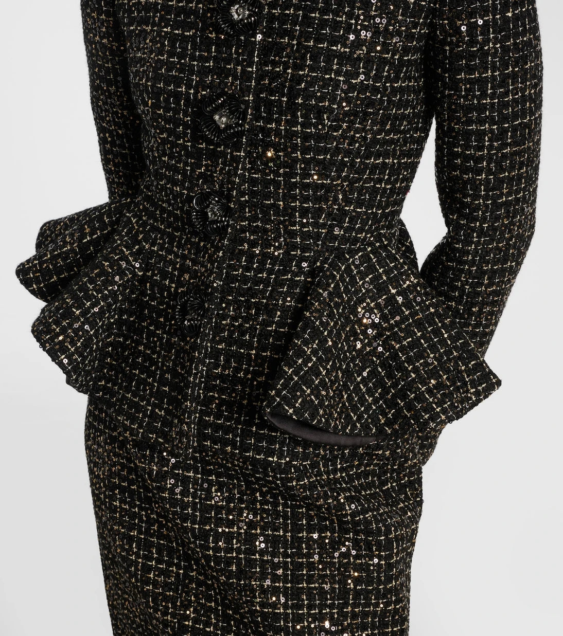 Safiyaa - Tomomi sequined peplum tweed jacket