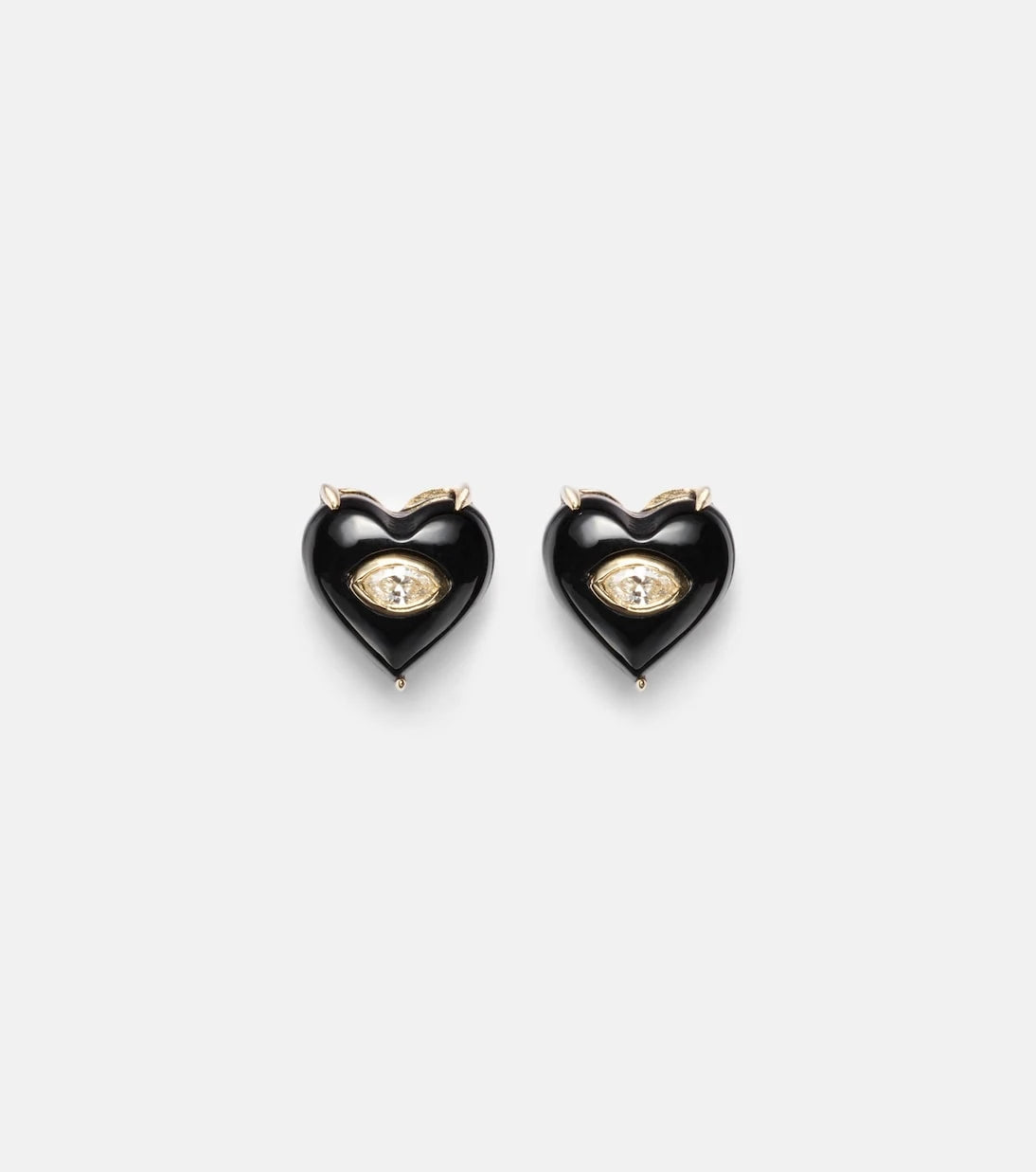 Sydney Evan - 14kt gold earrings with diamonds and onyx
