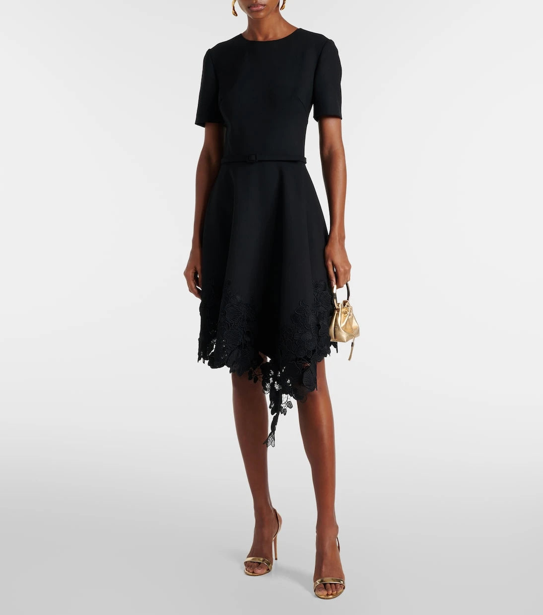 Oscar de la Renta - Asymmetric wool-blend midi dress