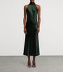 Green Satin Halterneck Dress