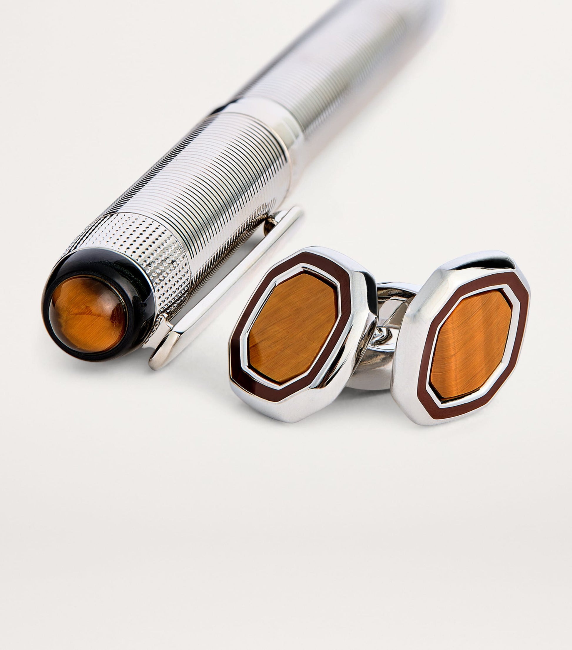 Palladium-Plated Pen and Cufflinks Set