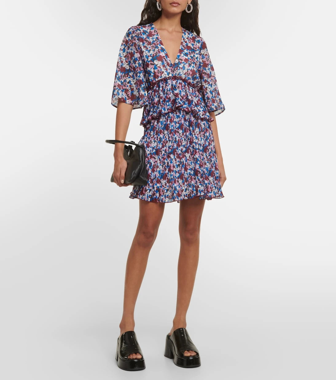 Ganni - Floral pleated georgette minidress