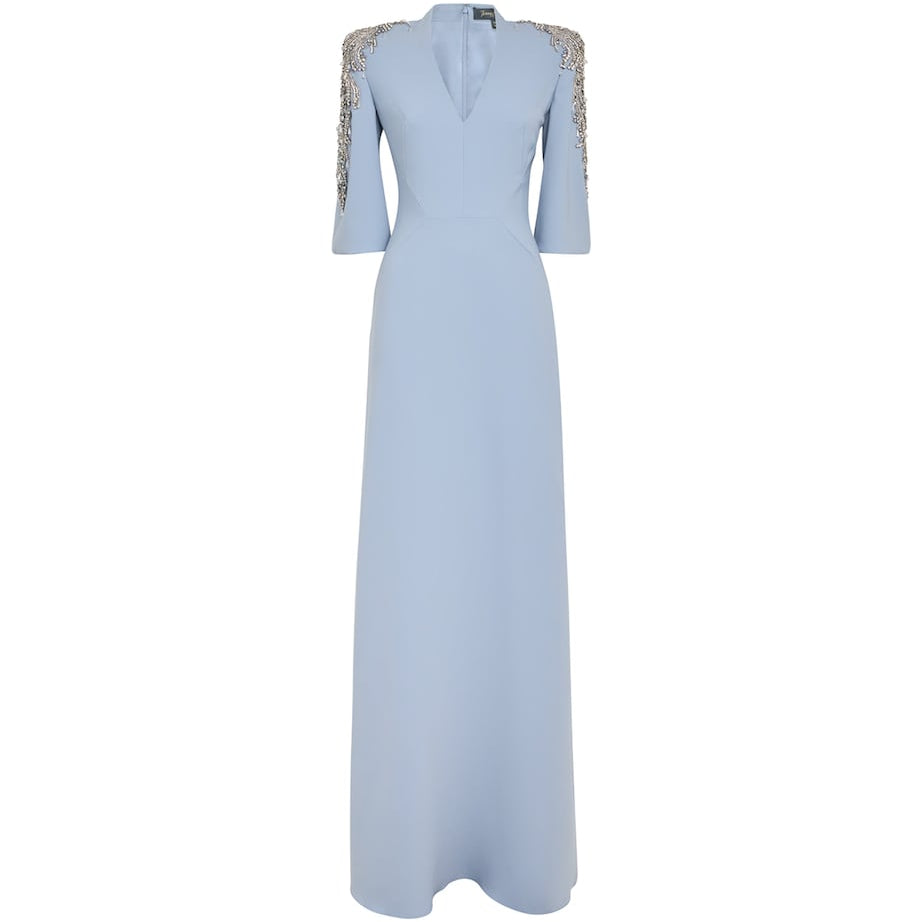 Jenny Packham Blue Embellished Babe Gown