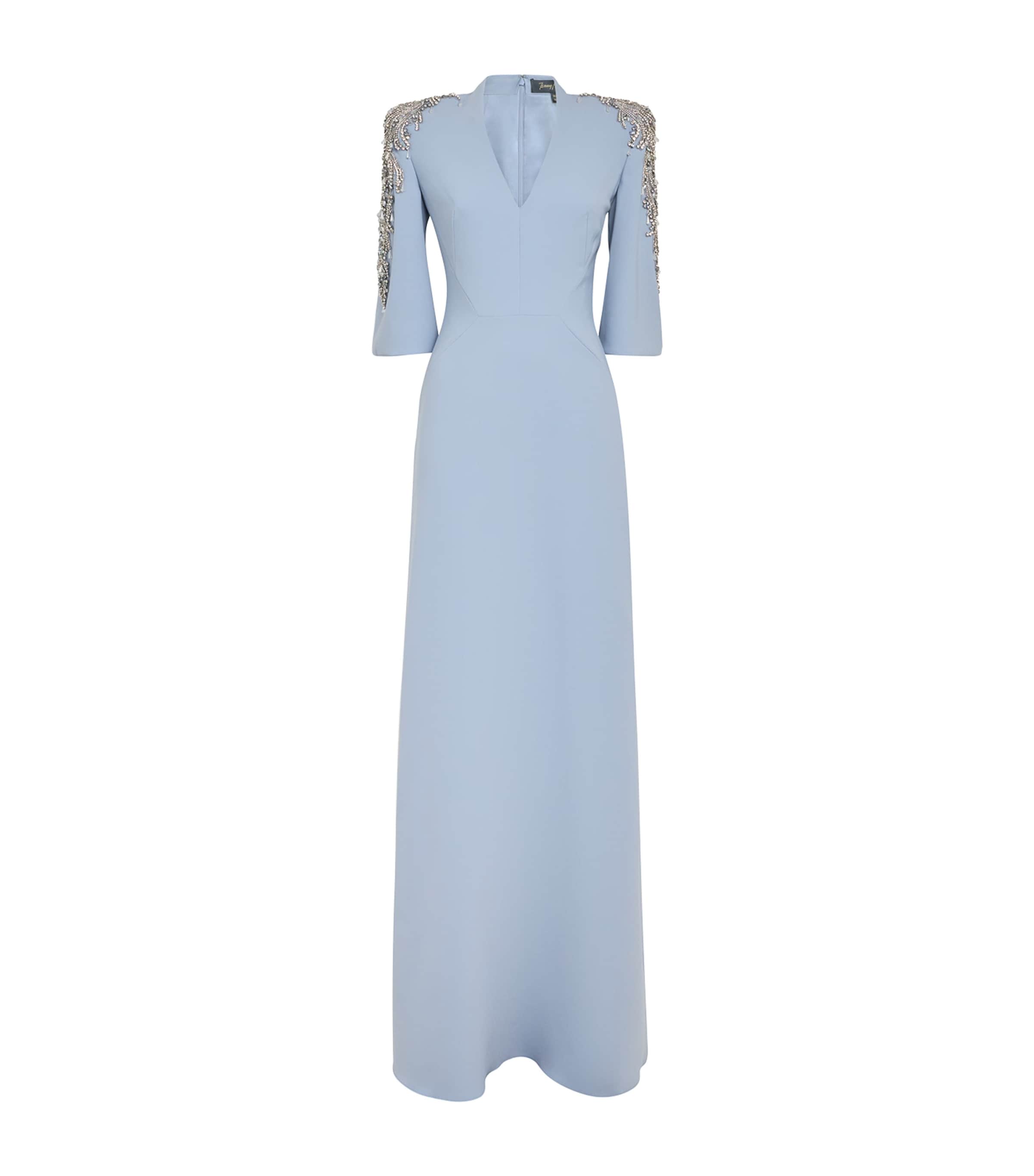 Jenny Packham Blue Embellished Babe Gown