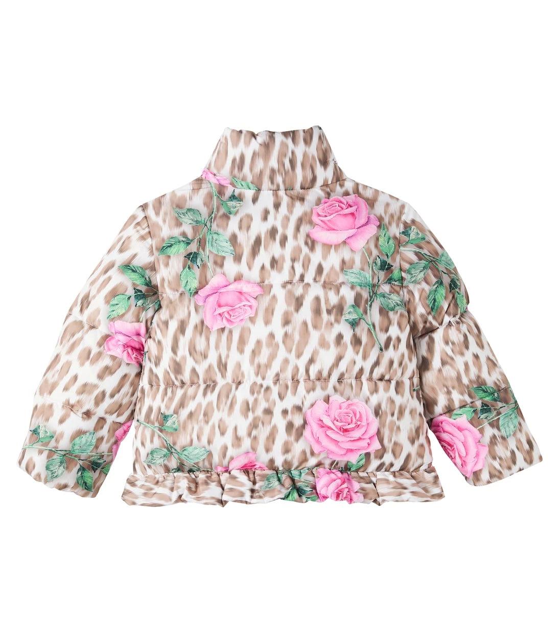 Monnalisa - Floral leopard-print puffer jacket
