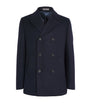 Navy Wool-Silk-Cashmere Pea Coat