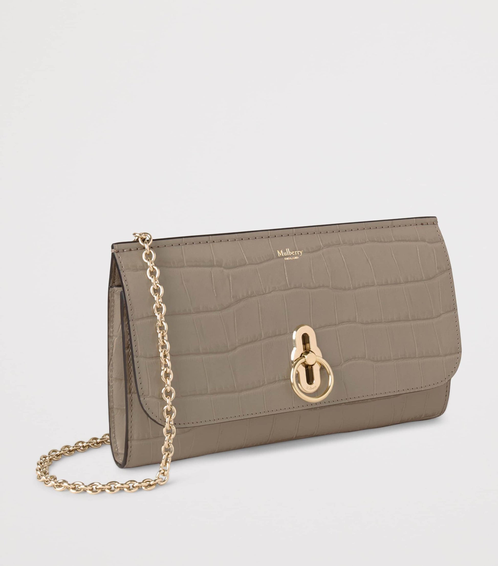 Mulberry Neutral Small Leather Amberly Clutch Bag