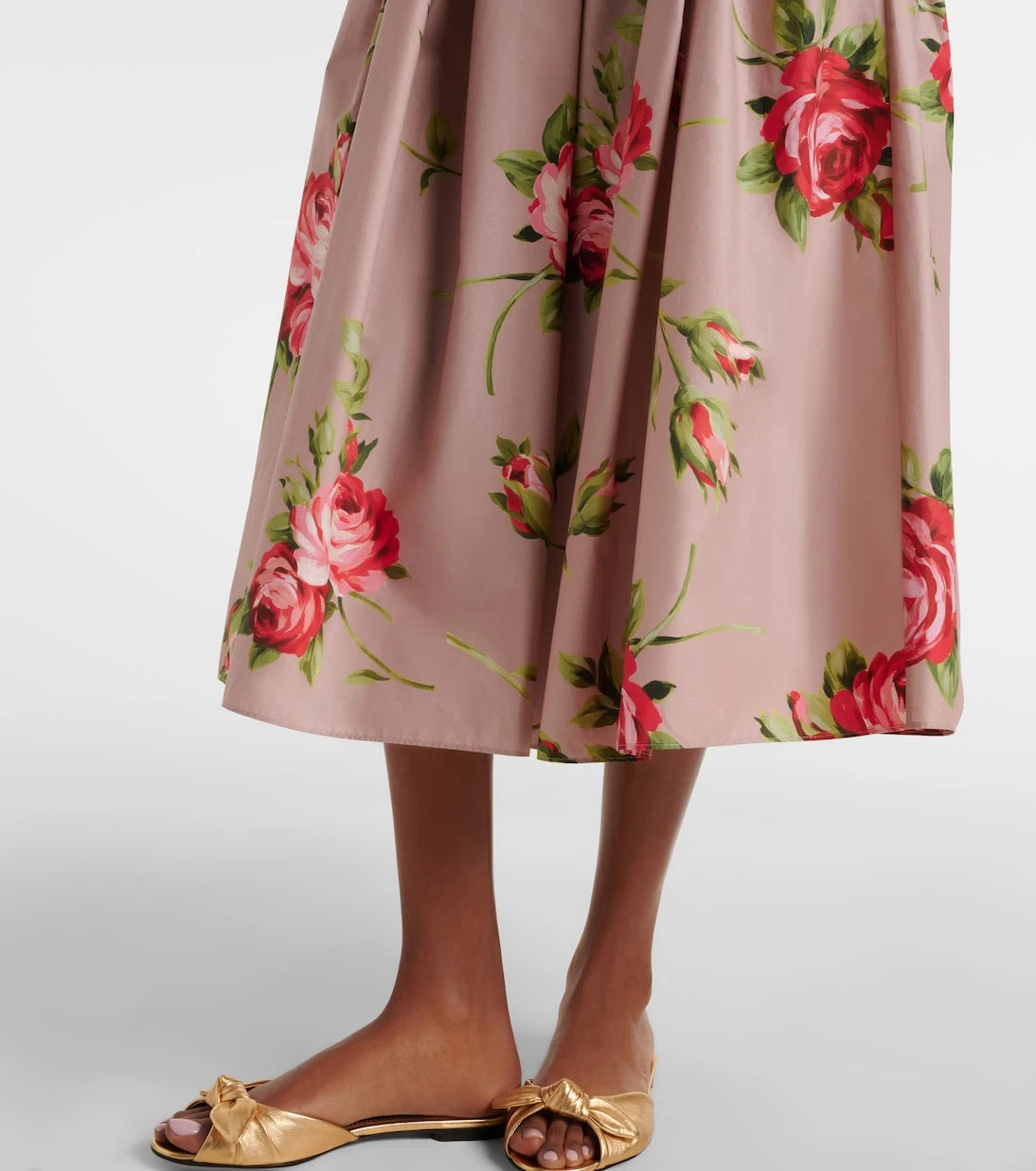 Dolce&Gabbana - Floral pleated cotton midi skirt