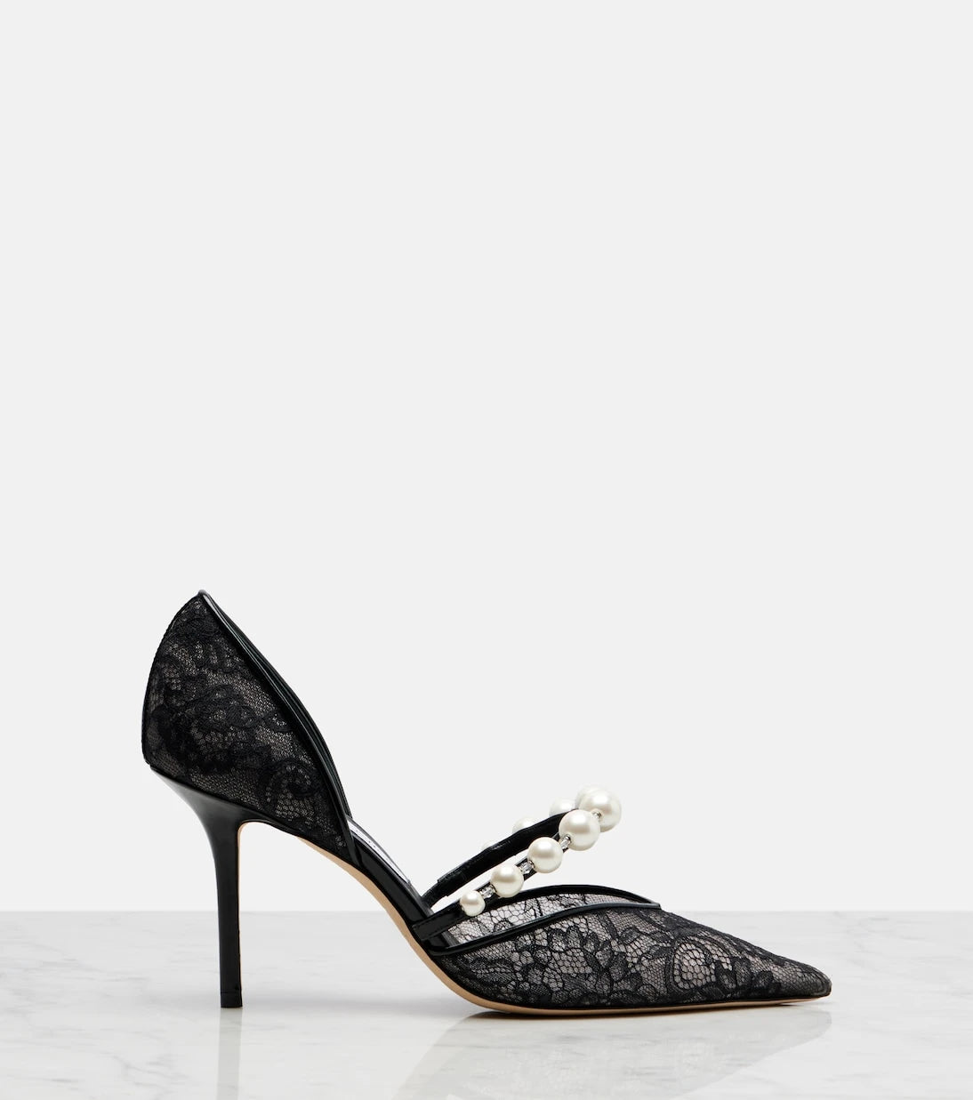 Jimmy Choo - Aurelie 85 lace and leather pumps