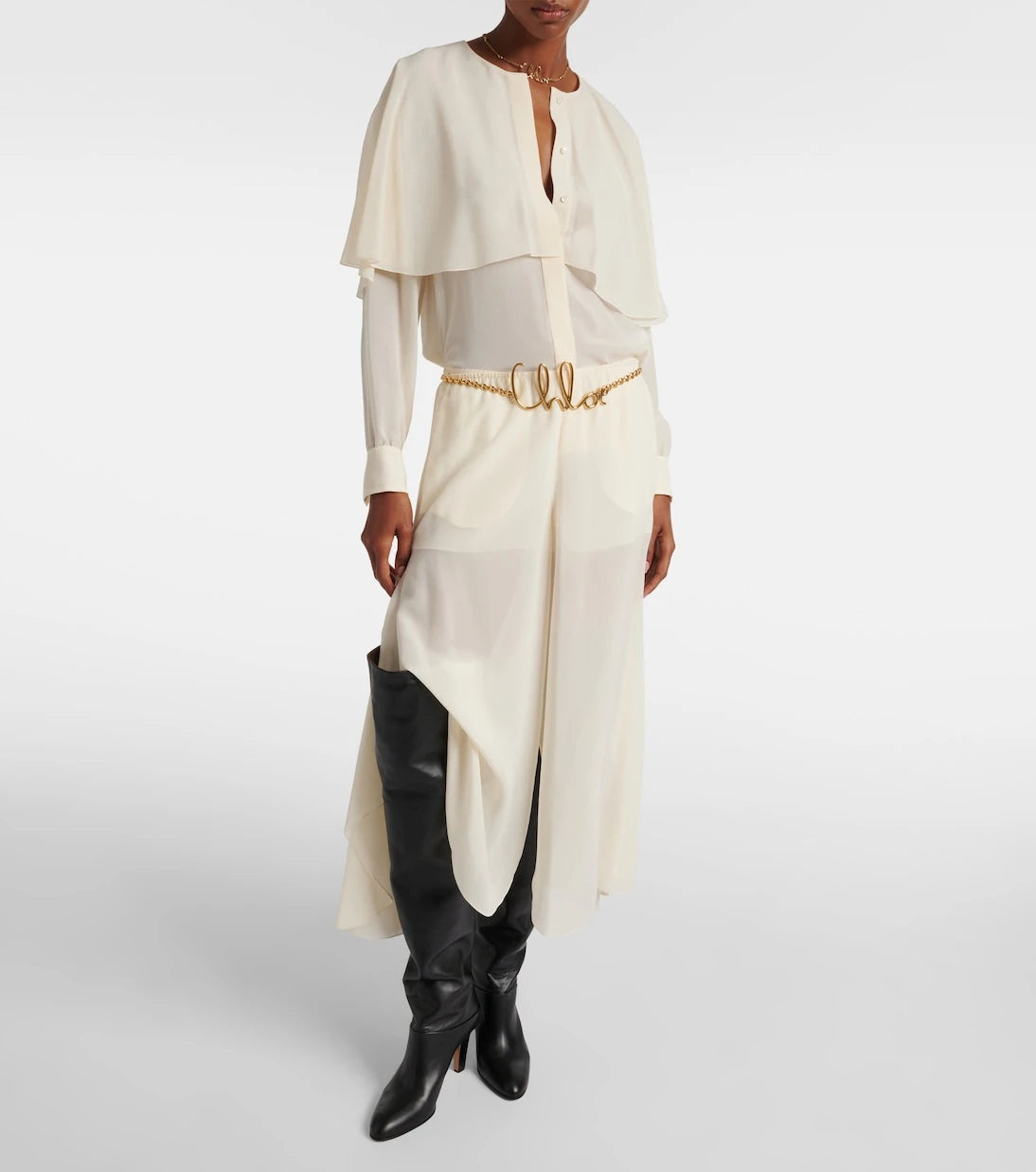 Chloé - Caped silk chiffon blouse