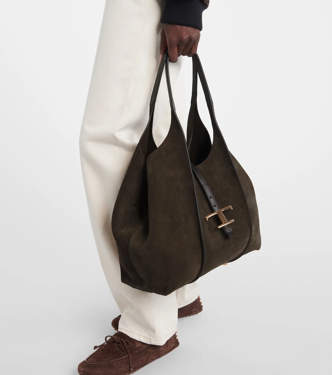 Tod's - حقيبة توتس تي تايم لس متوسطة من جلد الشمواه