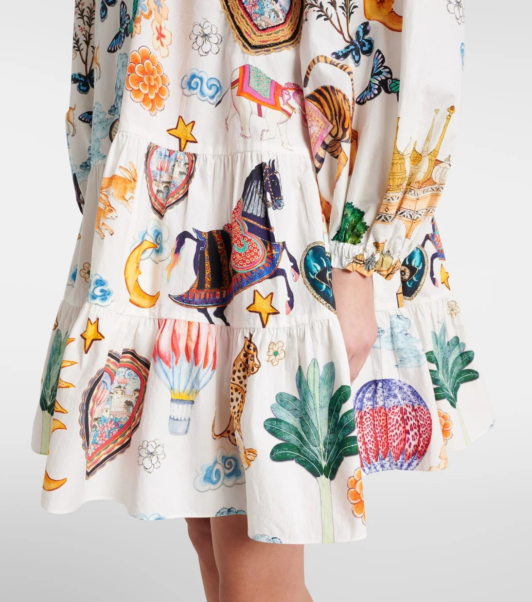 Camilla - Printed embellished cotton minidress