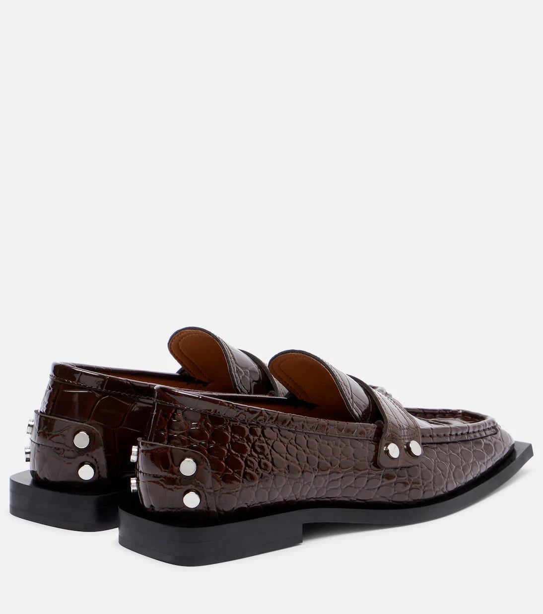 Ganni - Studs croc-effect loafers