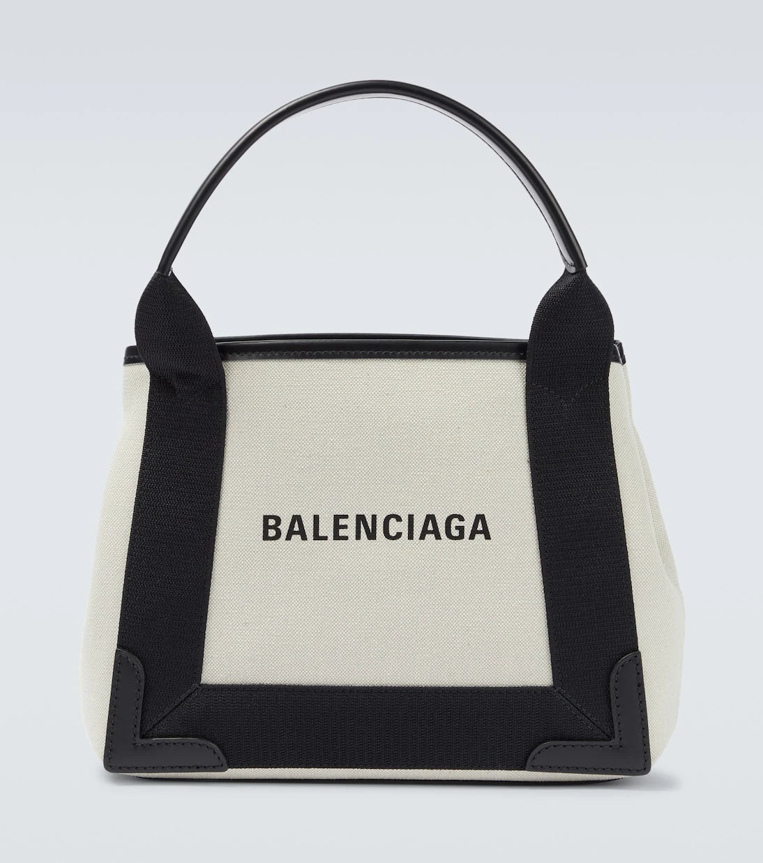 Balenciaga - حقيبة قماش كاباس المزينة بالجلد