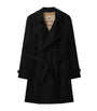 Burberry Black Mid-Length Kensington Heritage Trench Coat