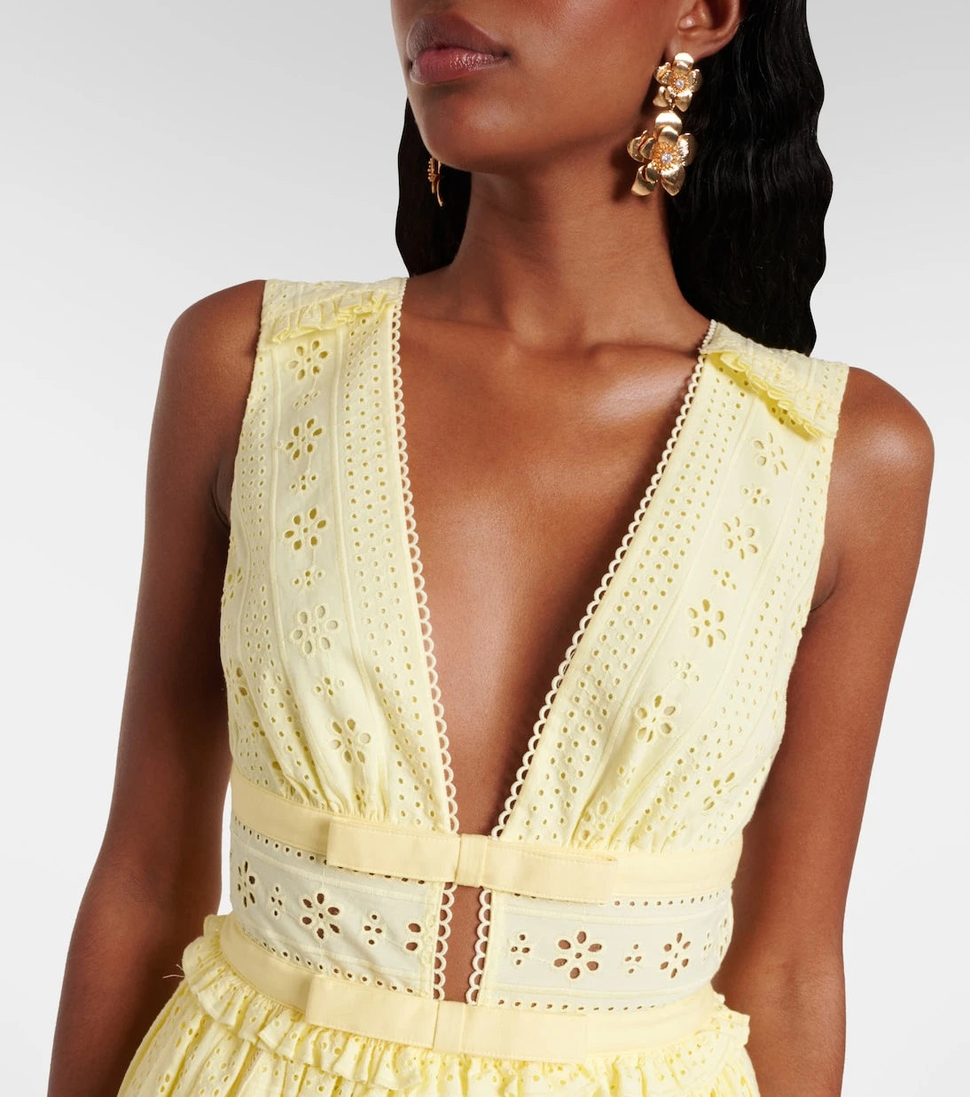 Self-Portrait - Broderie anglaise cotton minidress