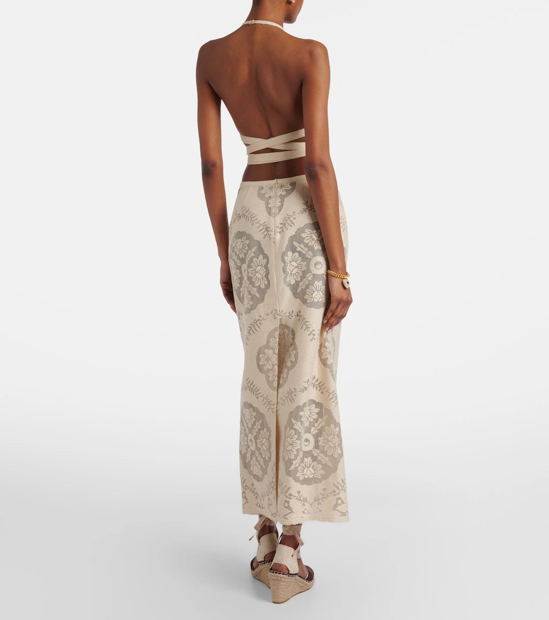 Valentino - Floral cotton-blend midi skirt