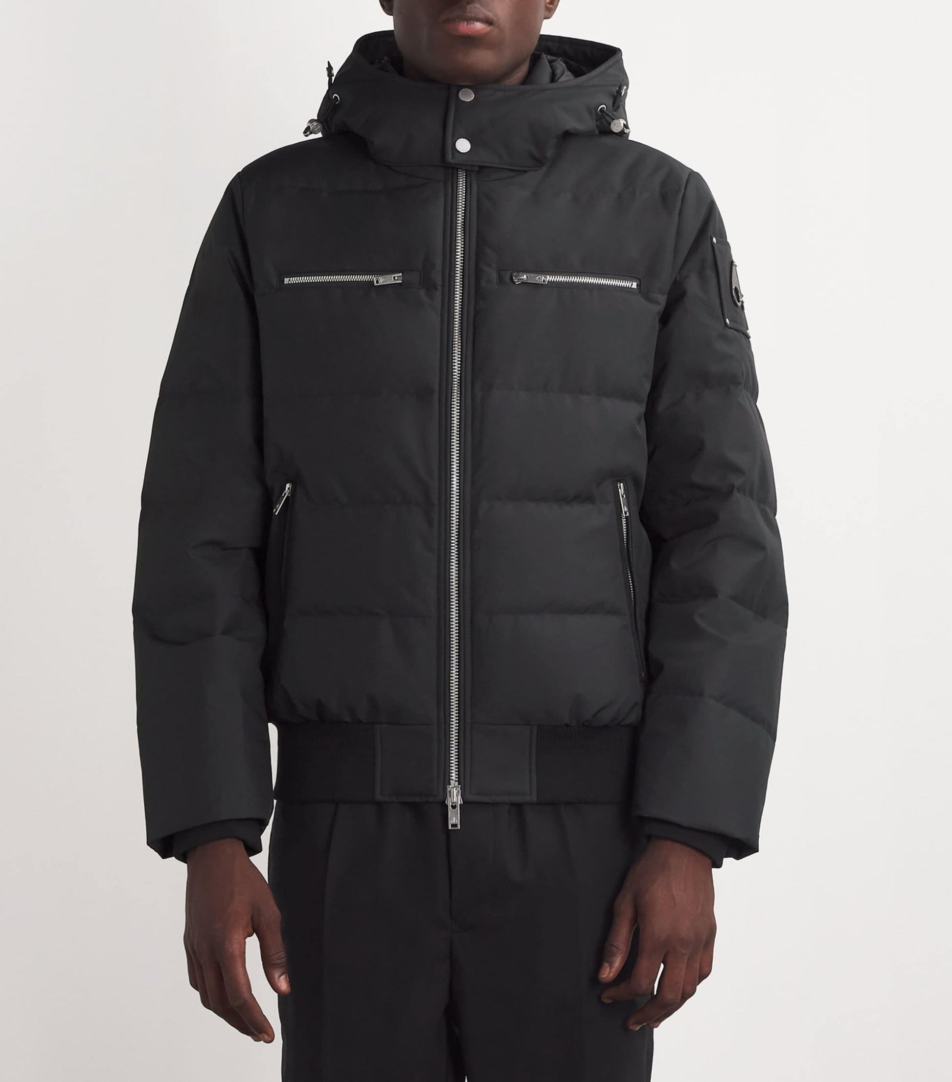 Moose Knuckles Black Down Cloud Bomber Puffer Jacket