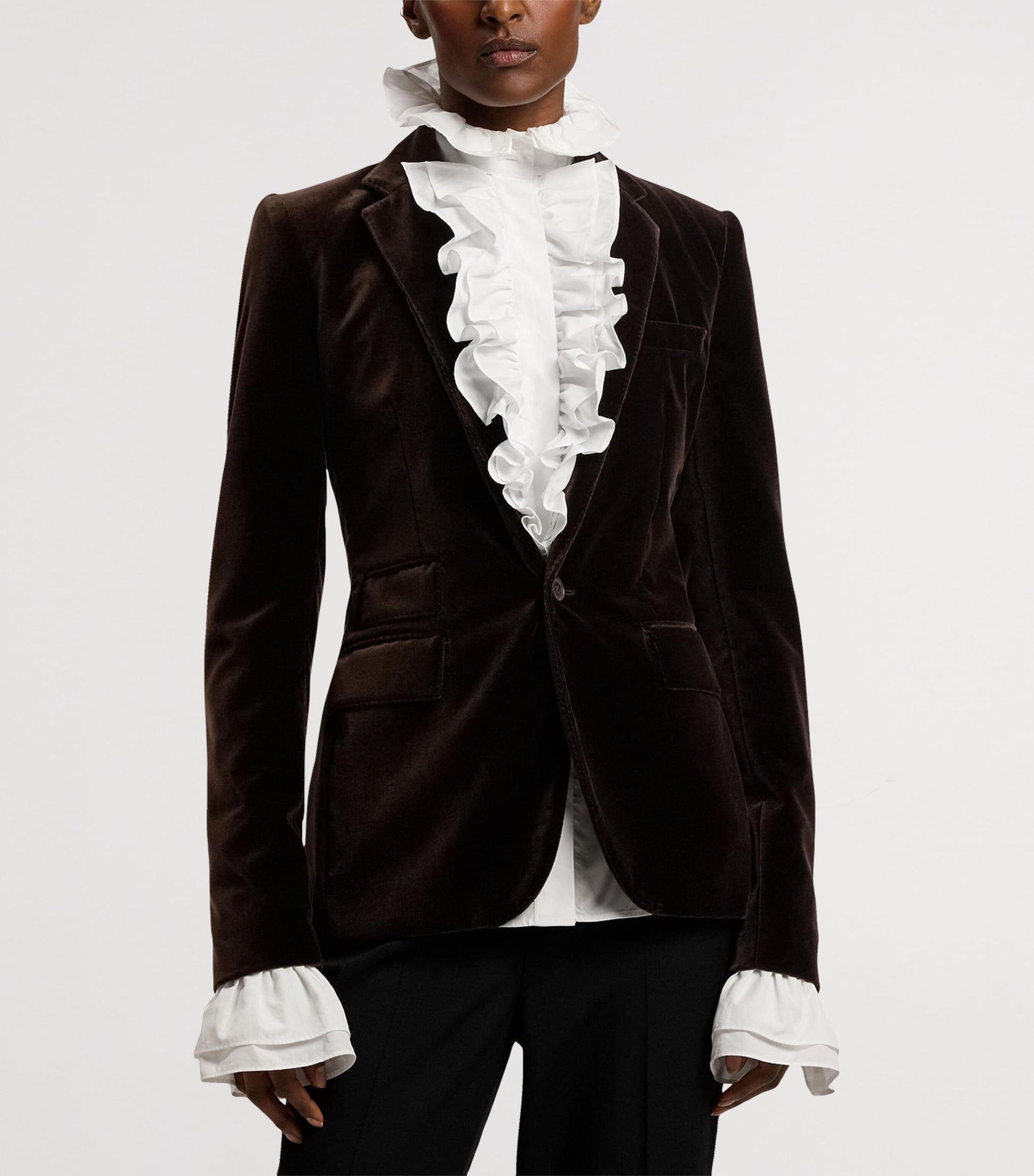 Ralph Lauren Collection Brown Cotton-Blend Velvet Parker Blazer