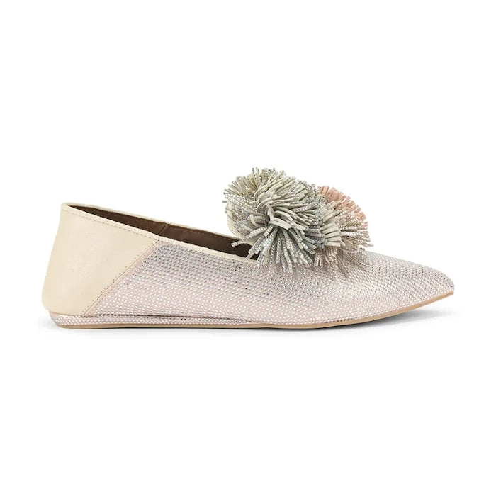 Kurt Geiger London Pom Pom Point Slip On Kadife Mokasen
