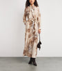 Eleventy Beige Silk Printed Pussybow Maxi Dress