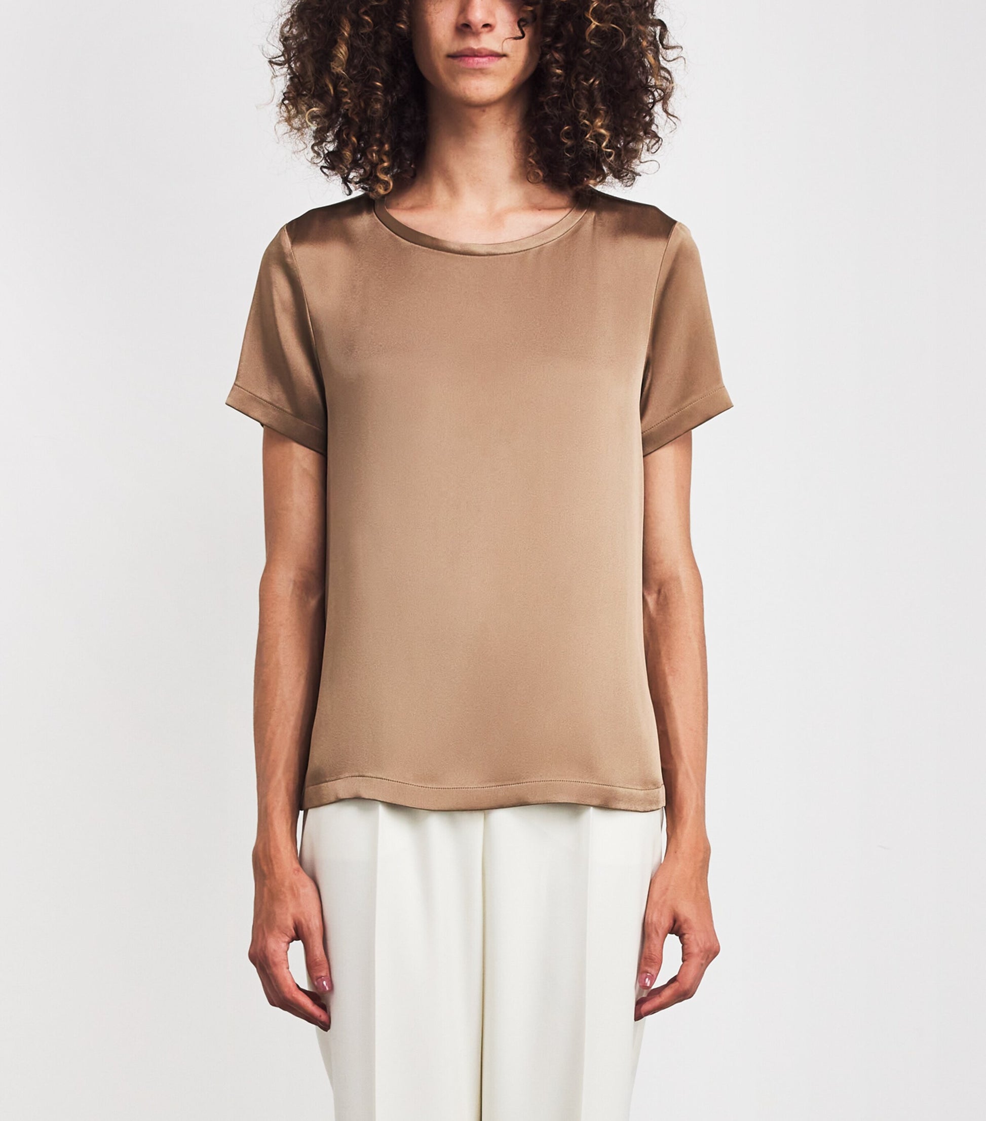Max Mara Beige Satin Rebecca T-Shirt