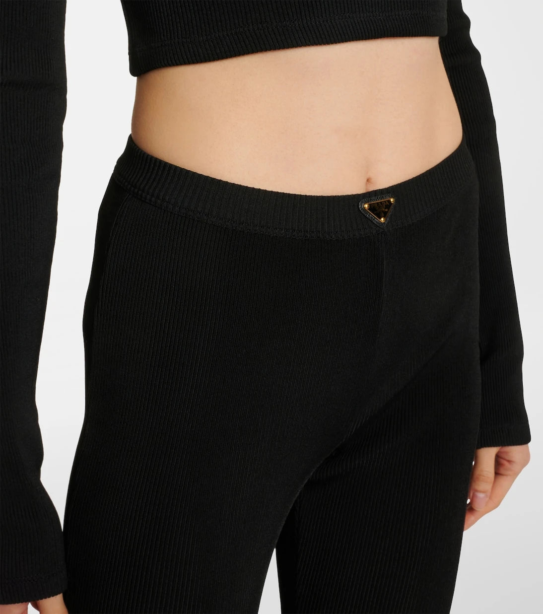 Prada - Fitilli örgü jarse İspanyol paça pantolon