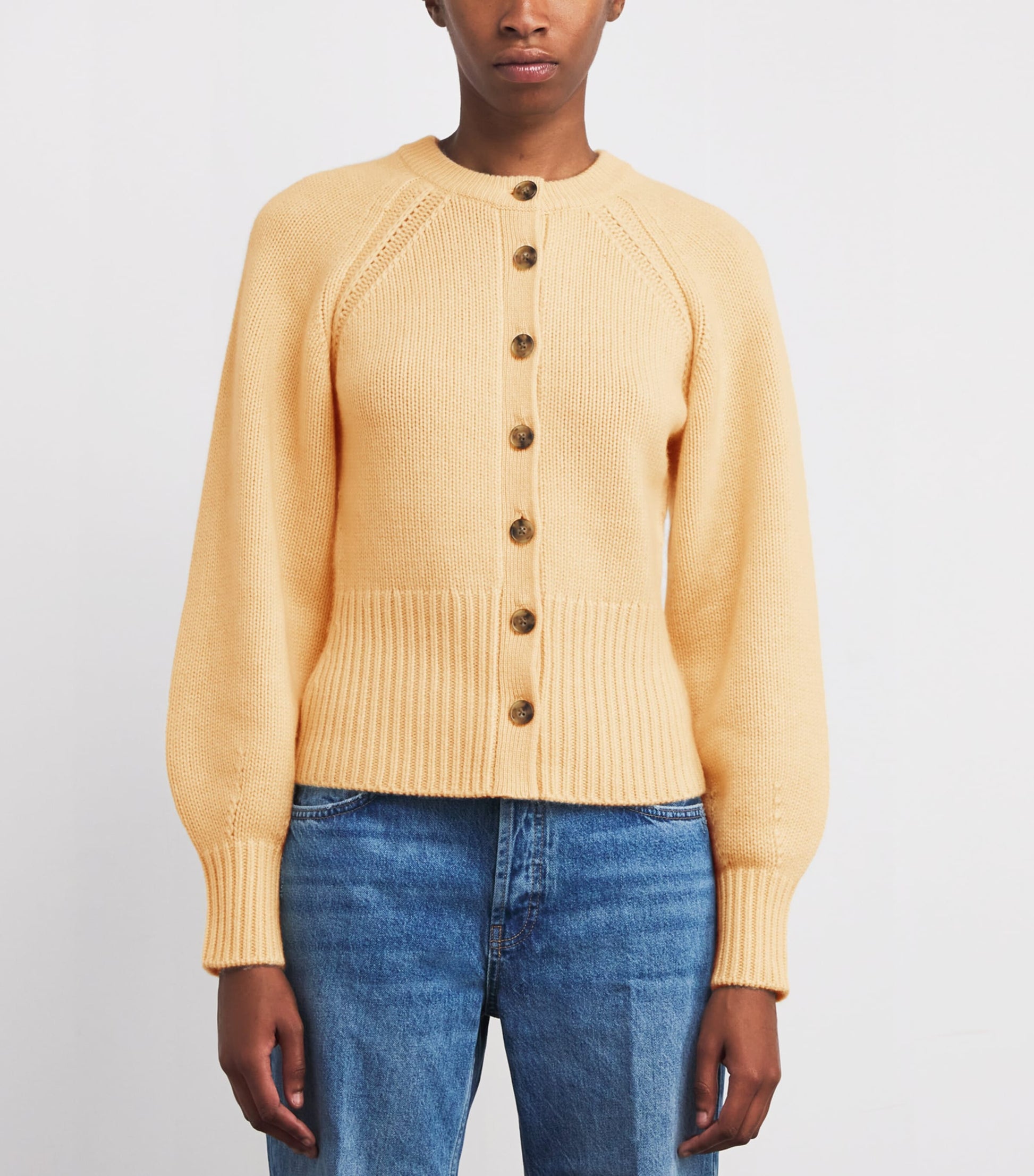 Yellow Cashmere Sculpted Cardigan