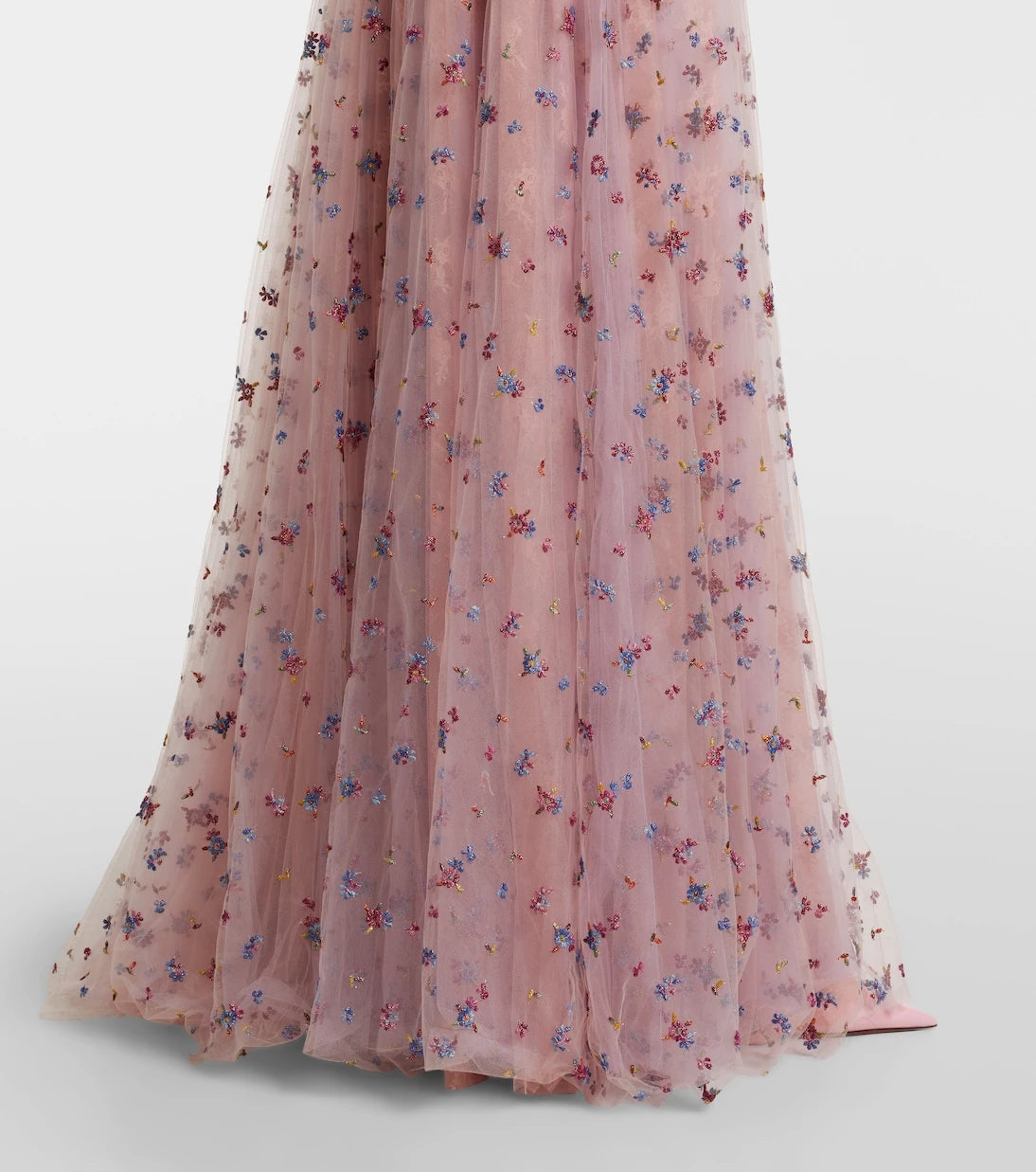 Costarellos - Floral lace-trimmed tulle gown