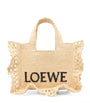 LOEWE Beige x Paula's Ibiza Raffia Font Tote Bag