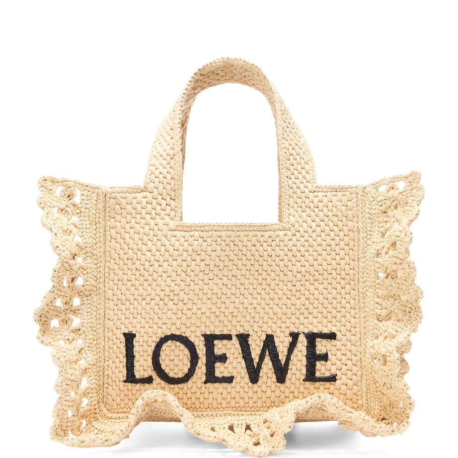 LOEWE Beige x Paula's Ibiza Raffia Font Tote Bag