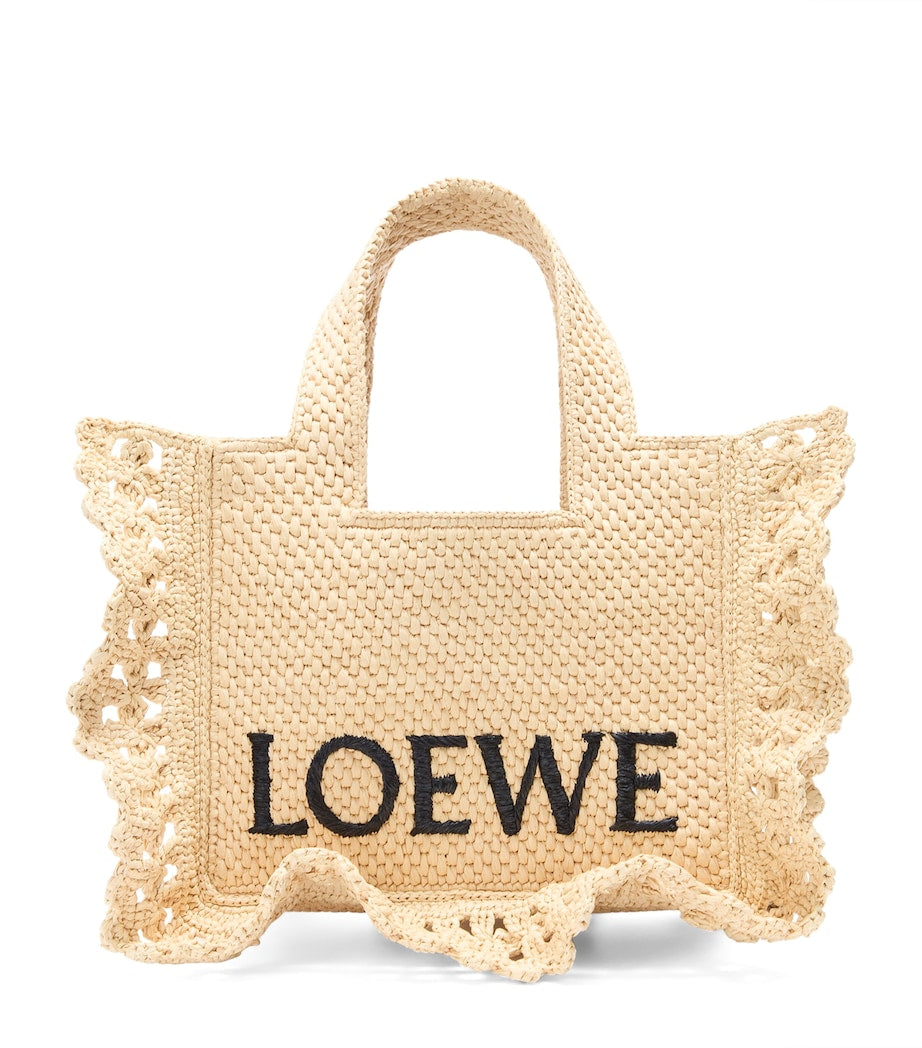 LOEWE Beige x Paula's Ibiza Raffia Font Tote Bag