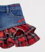 Denim Tartan-Ruffle Mini Skirt (3-36 Months) BLU STONE DENIM