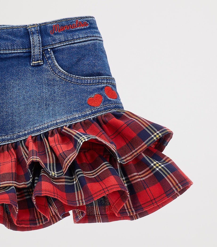 Denim Tartan-Ruffle Mini Skirt (3-36 Months) BLU STONE DENIM