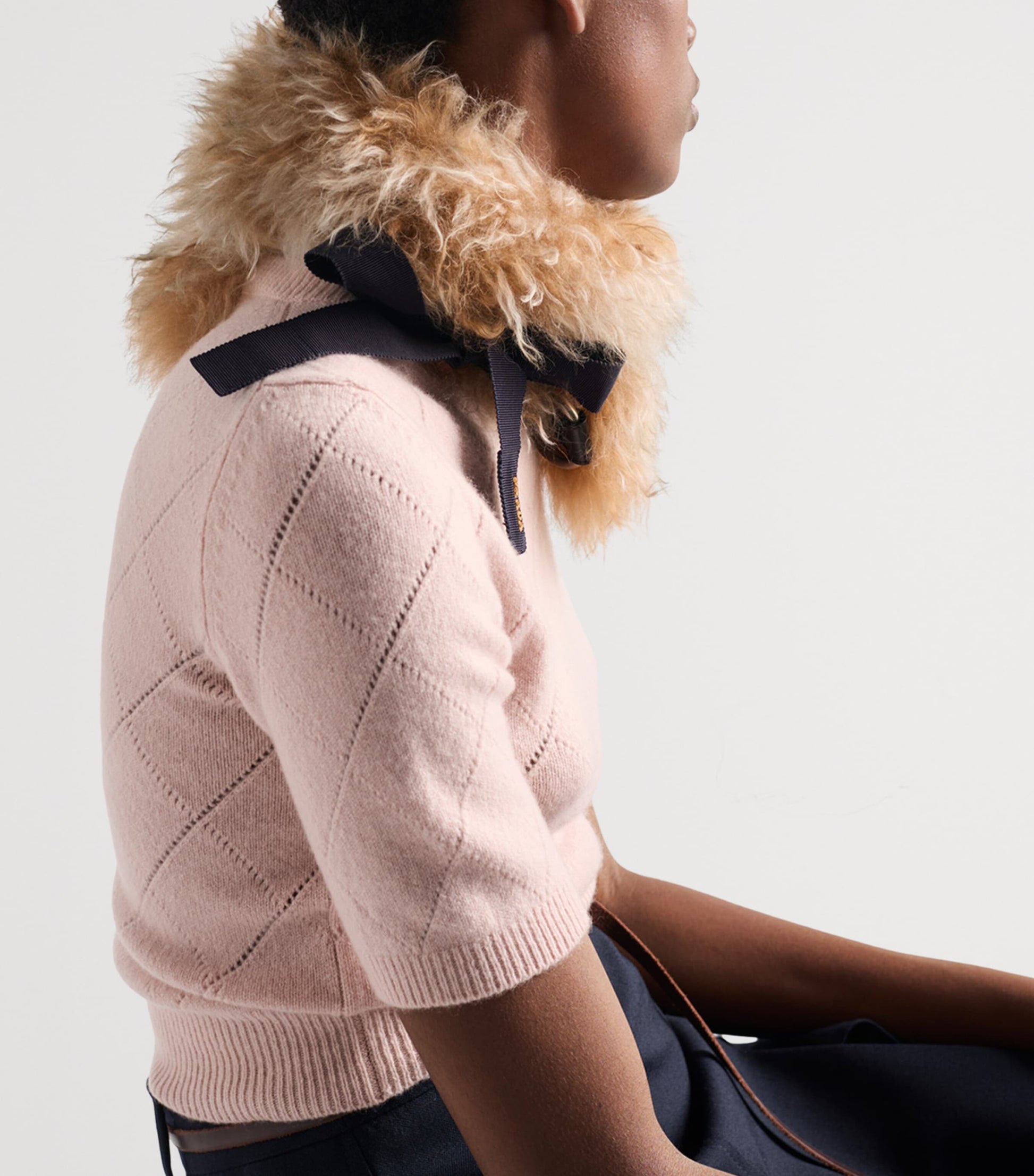 Prada Pink Cashmere Short-Sleeve Sweater