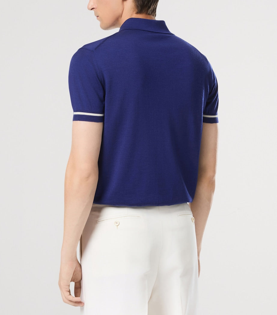 Blue Cashmere-Silk Polo Shirt