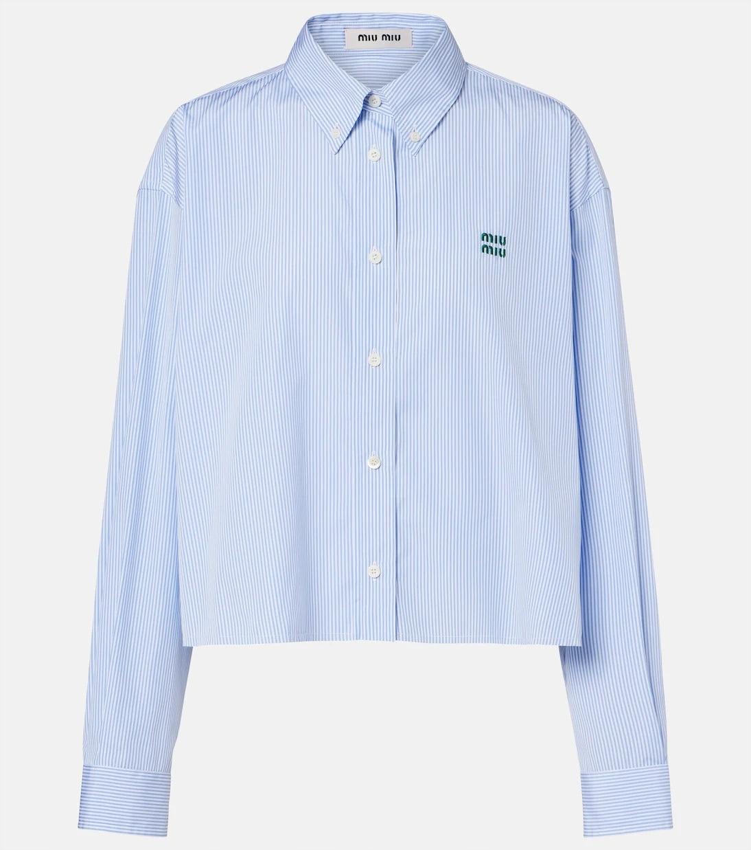 Miu Miu - Pinstripe cropped cotton poplin shirt