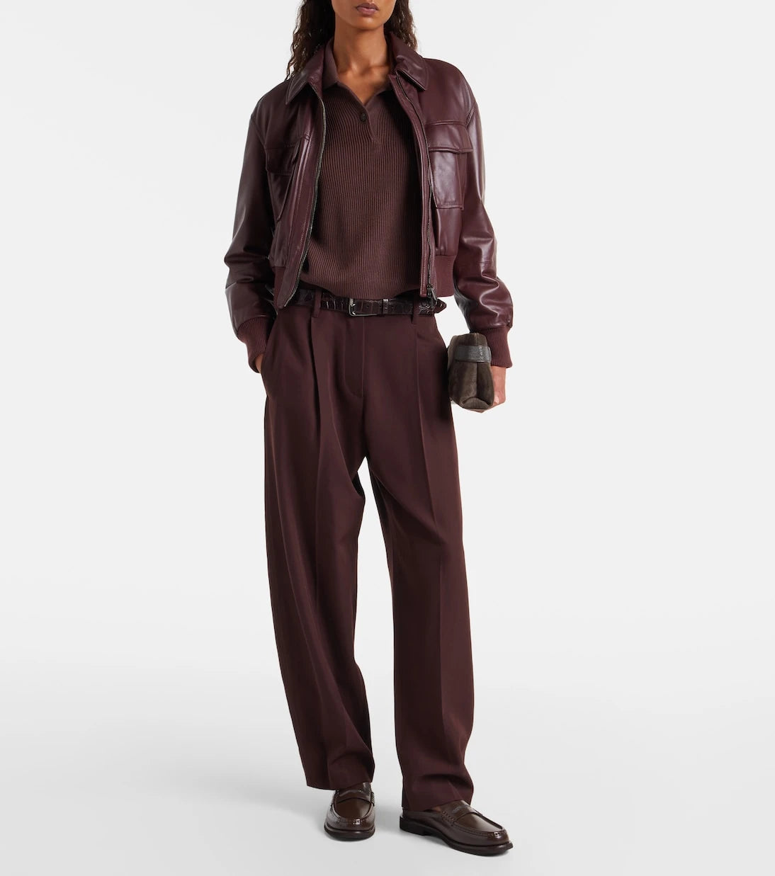 Brunello Cucinelli - بنطلون صوف وقطن بقصّة مستقيمة