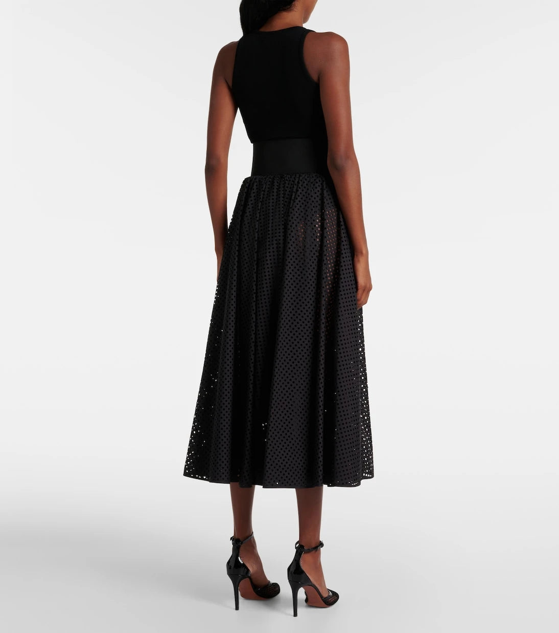 Alaïa - Cotton-blend midi skirt