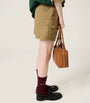 Green Cotton Belted Cargo Shorts